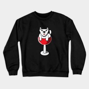 Little cat baths in wine Crewneck Sweatshirt